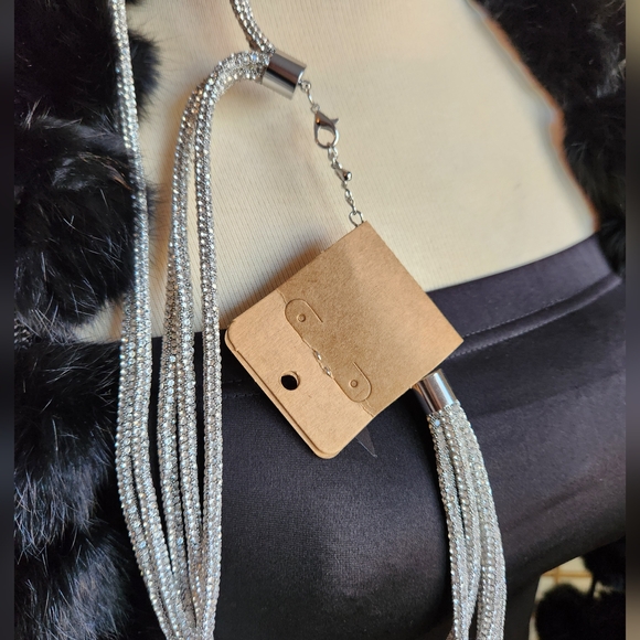 Elegant 4 Strand Silver Layered Necklace - Picture 7 of 17